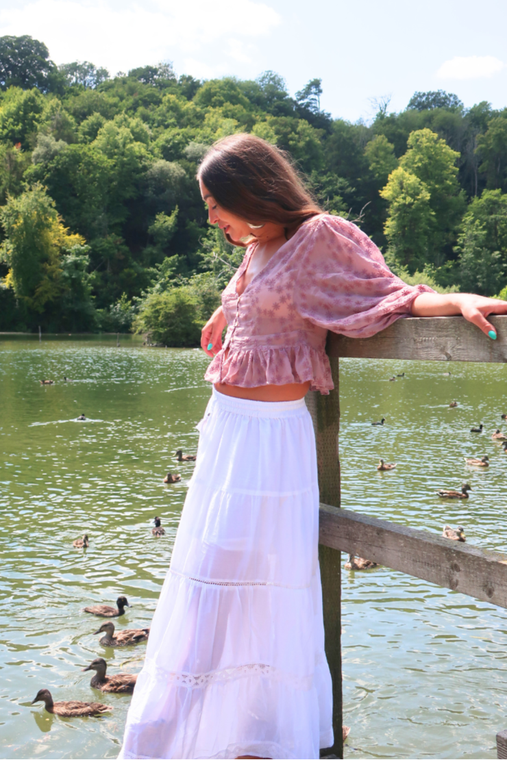 Pisces Cotton Boho Crochet Skirt in Diary White All About Audrey