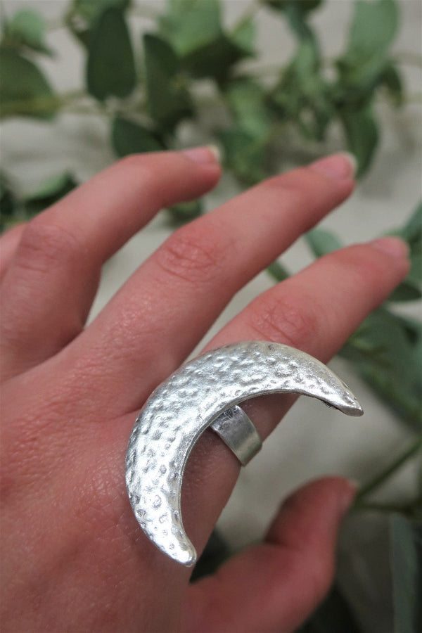 Crescent Moon - Silver plated Brass Turkish Ring