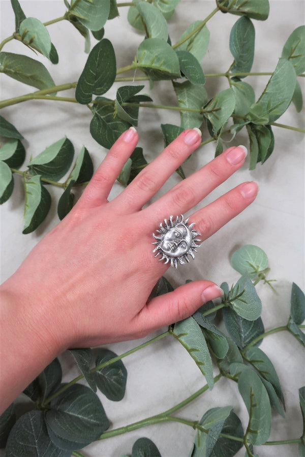  Whimsigoth Moon and Sun | Silver plated Brass Turkish Ring |  All About Audrey