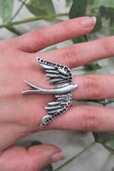 Sweeping Swallow | Silver plated Brass Turkish Ring |  All About Audrey