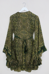 Venus Mini Wrap Dress in Coltrane Green Mandala by all about audrey