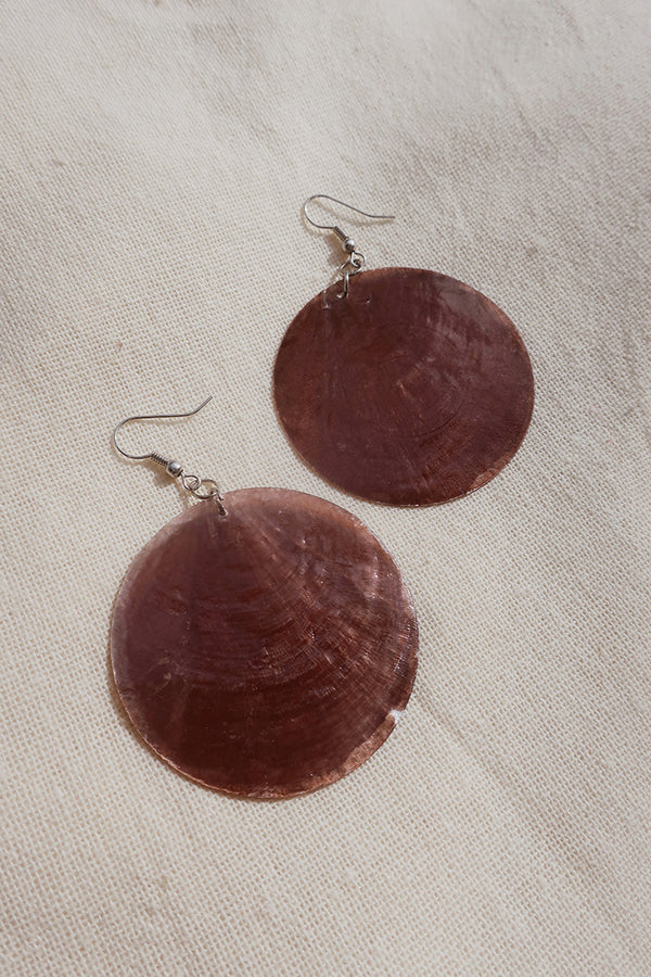 Suncatcher Shell Earrings in Freckle Brown by All About Audrey