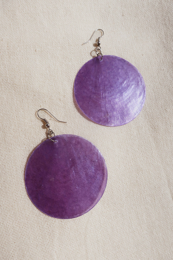Suncatcher Shell Earrings in Sweet Pea Purple