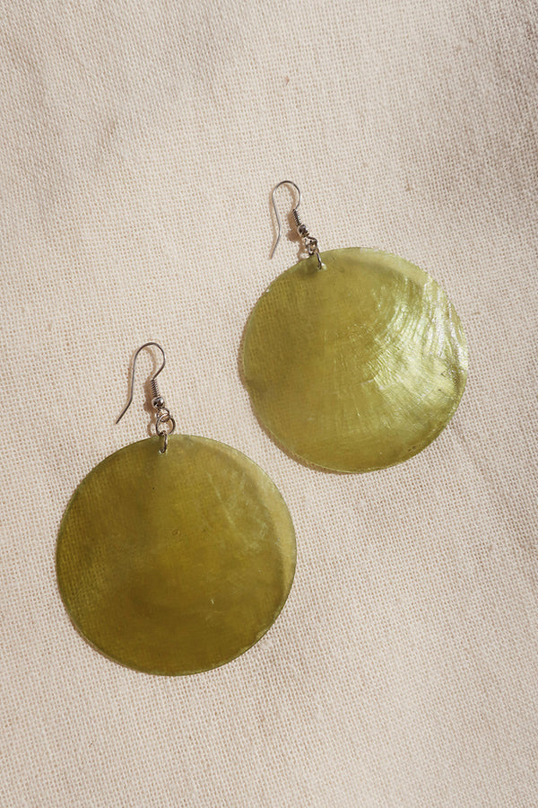Suncatcher Shell Earrings in Samphire Green