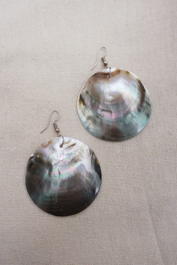 Full Moon Shell Earrings in Marbled Mist by All About Audrey