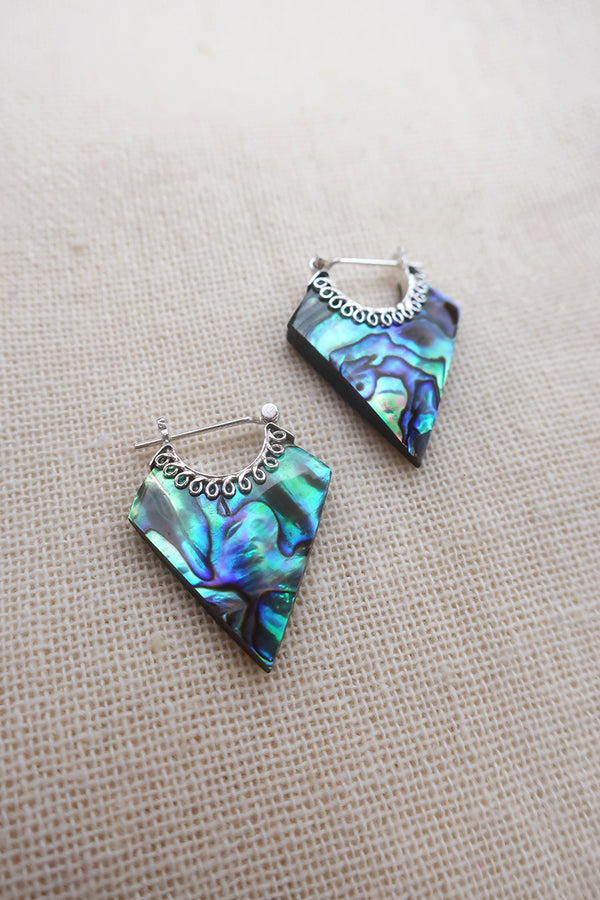Abalone Shield Handcrafted Earrings in 925 Silver