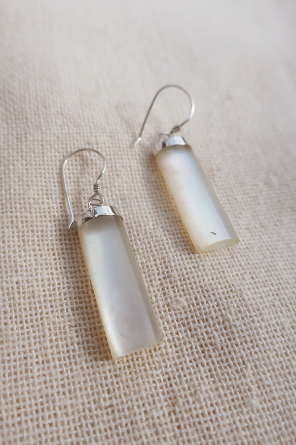 Pillar Mother of Pearl Earrings in 925 Silver by All About Audrey