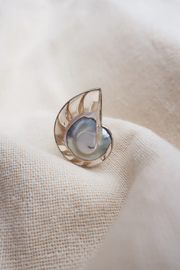 Through the Looking Glass Fossil Shell Ring in 925 Silver by All About Audrey