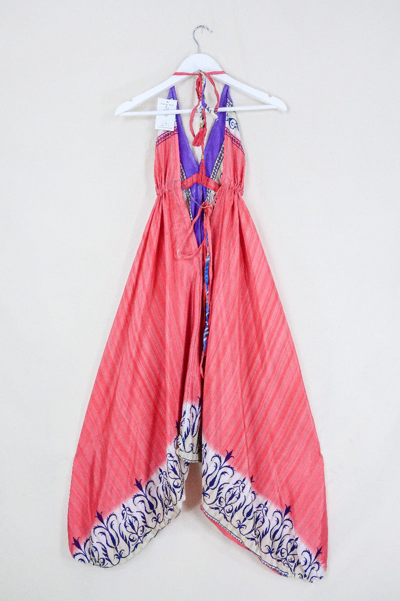 Medusa Harem Jumpsuit - Vintage Sari - Candy Pink Pinstripe - M/L