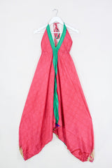 Medusa Harem Jumpsuit - Vintage Sari - Magenta Floral Tiles - M/L