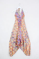 Medusa Harem Jumpsuit - Vintage Sari - Fruit Punch Bubble  - S/M