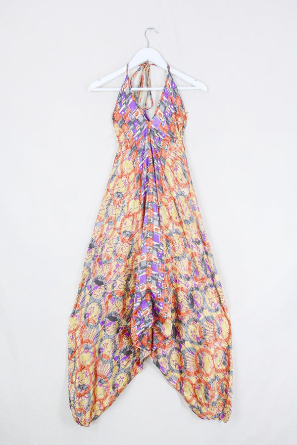 Medusa Harem Jumpsuit - Vintage Sari - Fruit Punch Bubble  - S/M