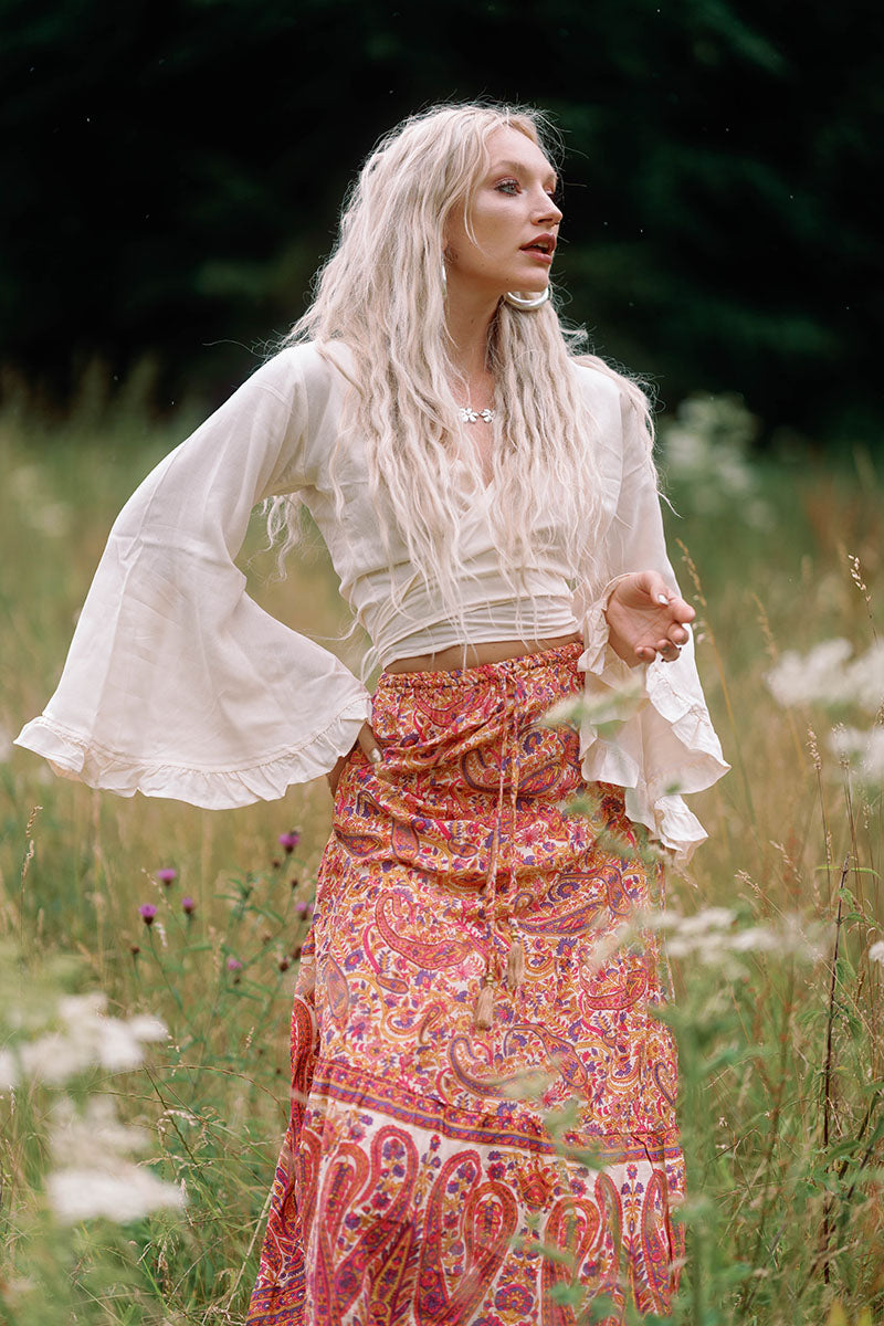 Florence Boho Maxi Skirt Lilac Rose Paisley All About Audrey