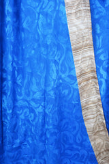 Aquaria Robe Dress - Sapphire Blue Vine Jacquard - Vintage Sari - Free Size S