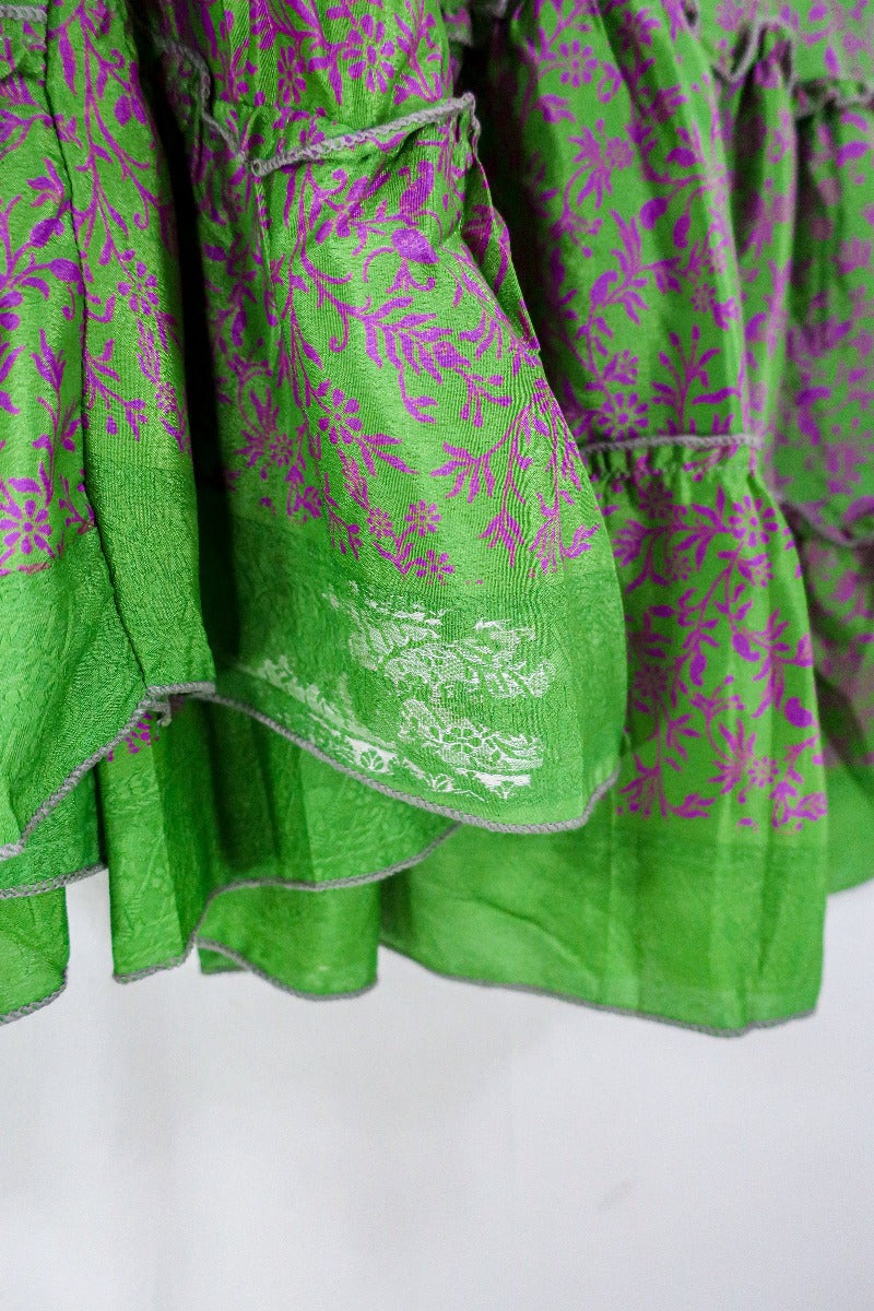 Blossom Midi Halter Dress - Plum Purple & Green Ditsy Floral - Free Size S/M-L/XL
