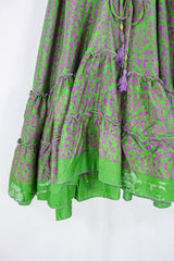 Blossom Midi Halter Dress - Plum Purple & Green Ditsy Floral - Free Size S/M-L/XL