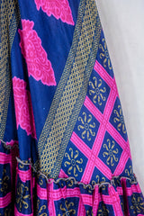 Blossom Midi Halter Dress - Bold Prussian Blue & Pink - Free Size S/M-L/XL