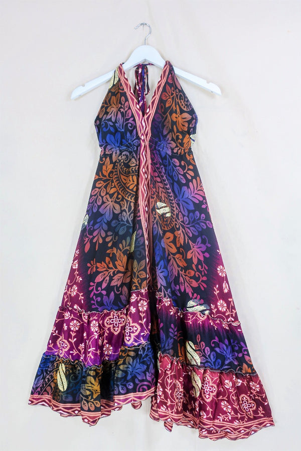 Blossom Midi Halter Dress - Purple Kaleidoscope Floral - Free Size S-L By All About Audrey
