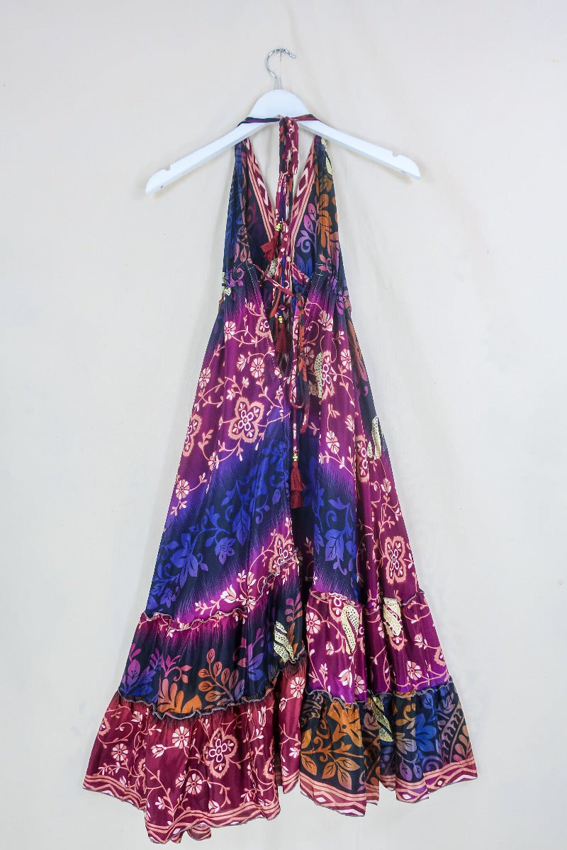 Blossom Midi Halter Dress - Purple Kaleidoscope Floral - Free Size S-L By All About Audrey