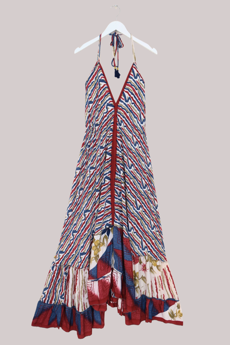 Halter Maxi Dress | Savannah Stripes | XL | All About Audrey  All About  Audrey Vintage Boutique