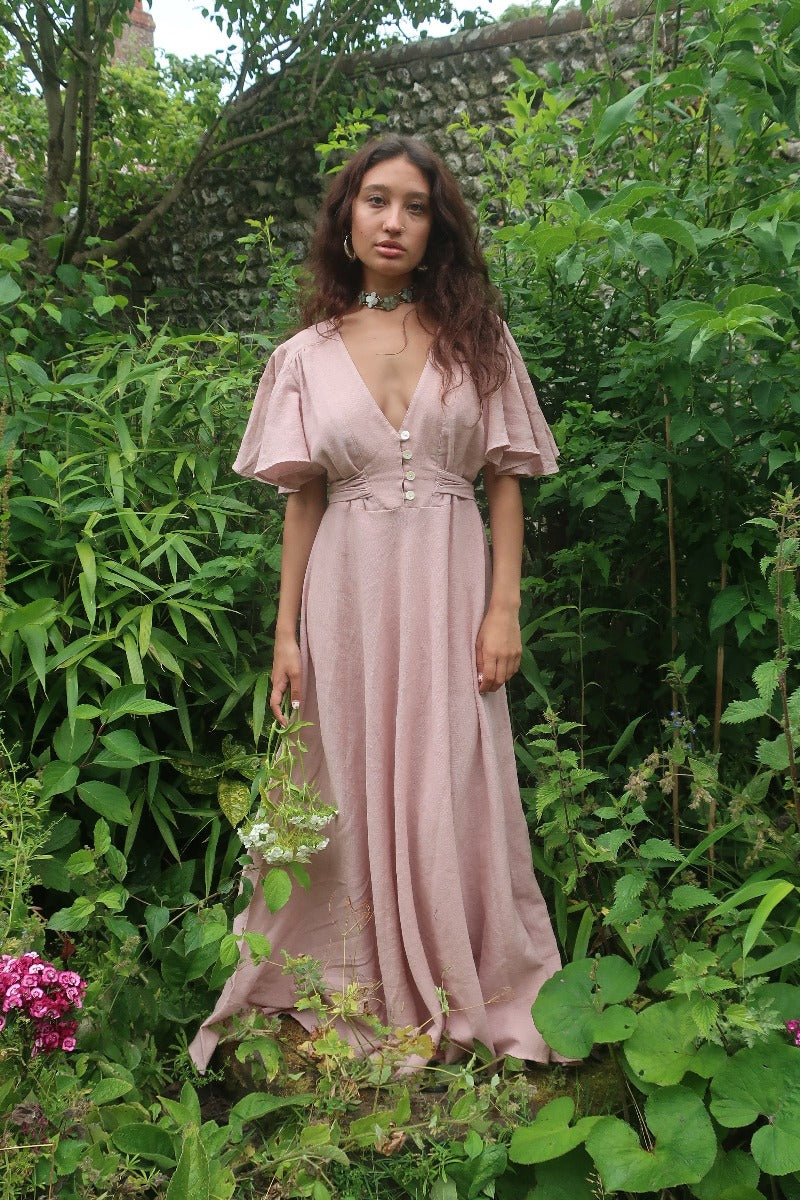 Pink Boho Maxi Dress With Sleeves Light Pink Long Sleeves Prom Dresses, Boho Off The Shoulder Pink Boho Maxi Dress With Sleeves Light Pink Long Sleeves Prom Dresses, Boho Off The Shoulder