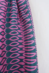 Pearl Top - Vintage Sari - Rosehip Pink & Jade Tile Print - XS - S