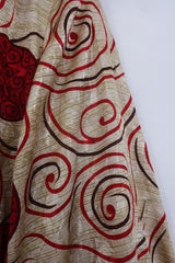 SALE Bonnie Shirt Dress - Red Garnet & Sun Spots - Vintage Indian Sari - Size M/L