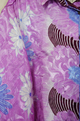 SALE Bonnie Shirt Dress - Pink Cloud Daisies - Vintage Indian Sari - Size XXL