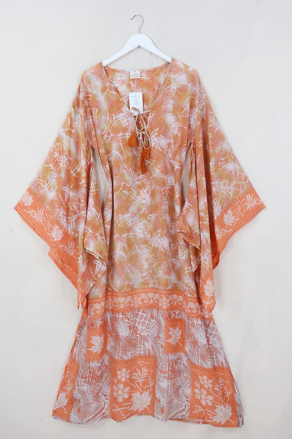 Cassandra Maxi Kaftan - Peach Melba - Vintage Sari - Size M/L by All About Audrey
