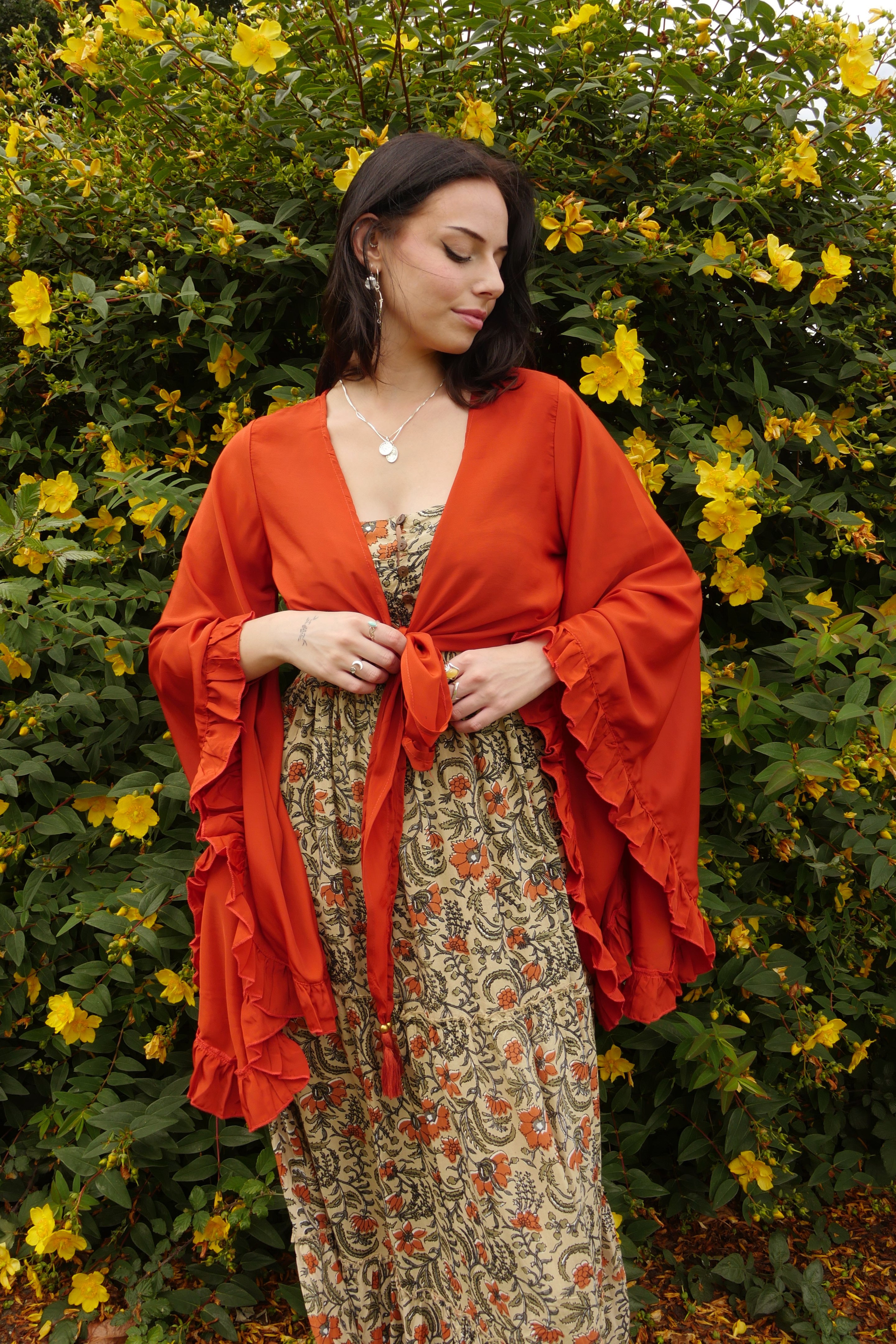 Venus Bell Sleeve Wrap Top | Chili Red | All About Audrey – All