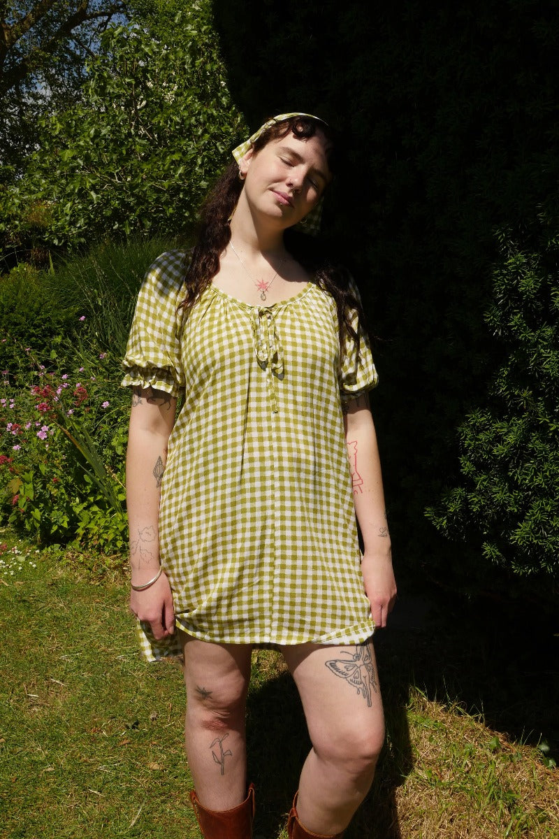 Dolly Mini Dress in Apple Green Gingham
