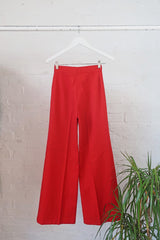 Vintage Trousers - Rockstar Red Wide Leg Flares - W24 L31 By All About Audrey