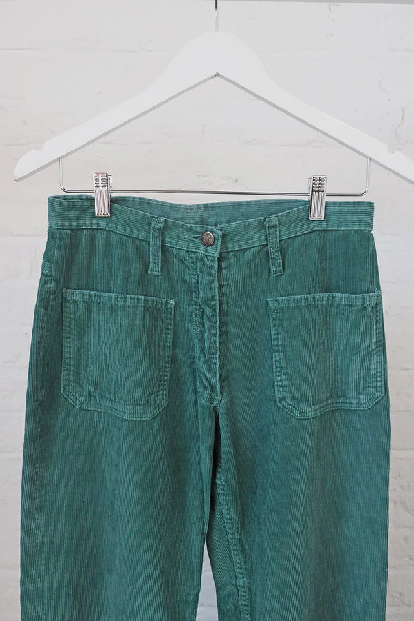 Vintage Trousers - Avocado Green Corduroy Straight Leg - W28 L28 By All About Audrey