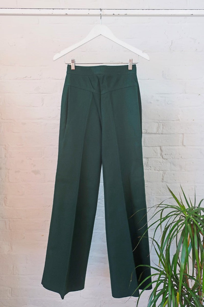 Vintage Trousers - Bottle Green Straight Leg - W25 L33 By All About Audrey