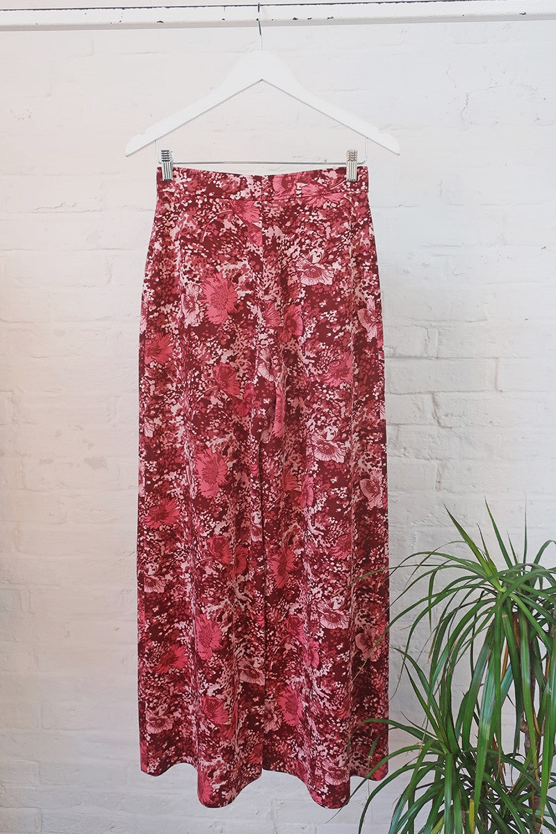 Vintage Trousers - Wide Leg Sunburst Pink Bloom - W28 L34