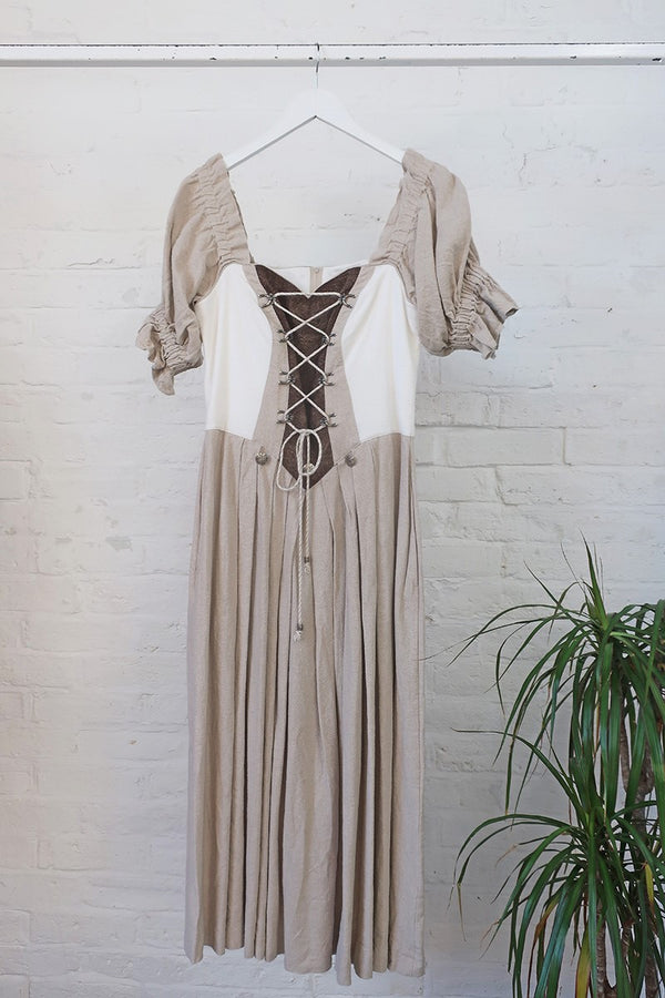 Vintage Midi Dress - Rolling In The Meadows Macadamia by All About Audrey
