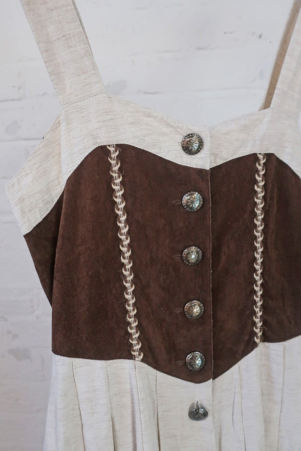 Vintage Pinafore Dress - Peppered Oak Prairie Brown by All About Audrey
