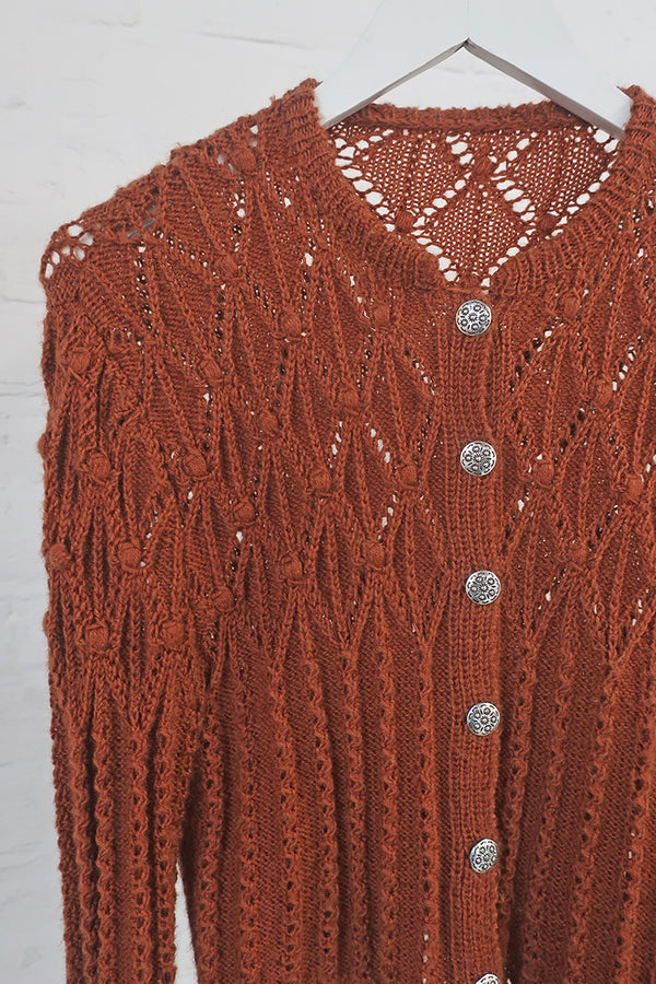 Vintage Knitwear - Slice of Ginger Cake Cardigan - Size S by all about audrey