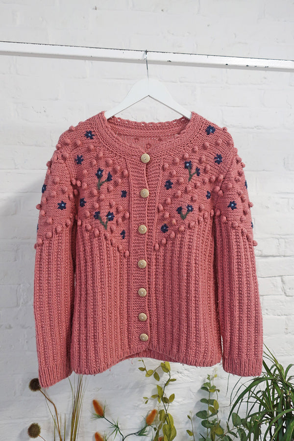 Vintage Knitwear -Sweeter Than Sorbet Pink Cardigan - Size S/M by all about audrey