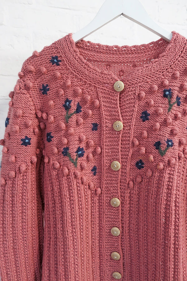 Vintage Knitwear -Sweeter Than Sorbet Pink Cardigan - Size S/M by all about audrey