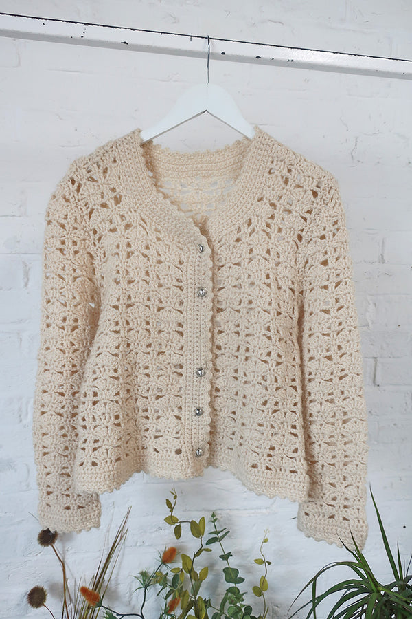 Vintage Knitwear - Madame Web Crochet Cardigan - Size S by all about audrey