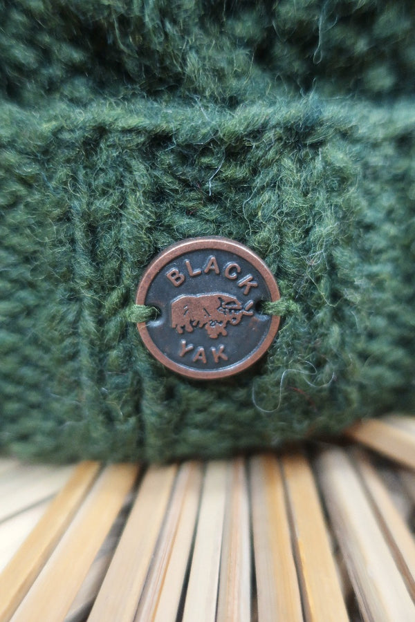Black Yak Beanie in Forest Green by All About Audrey