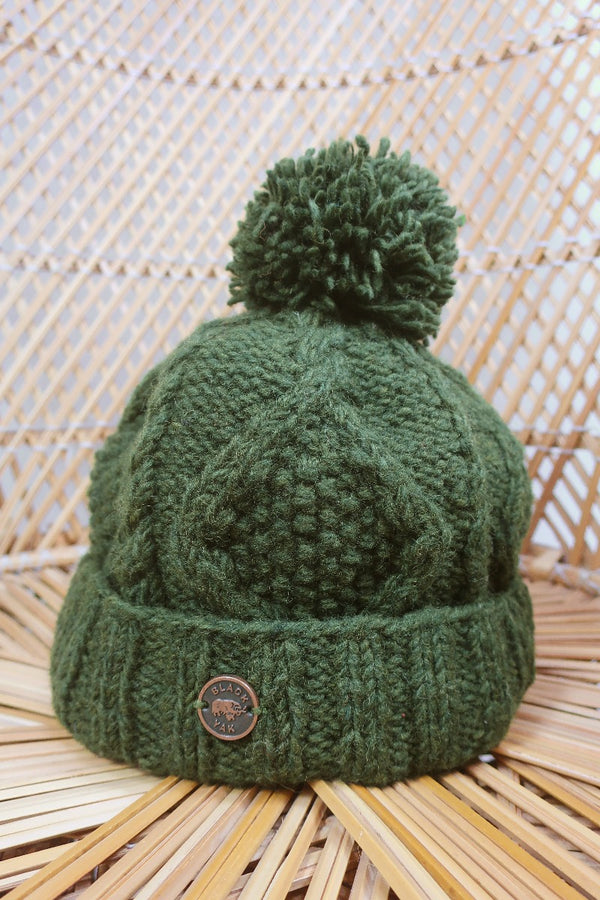 Black Yak Beanie in Forest Green by All About Audrey