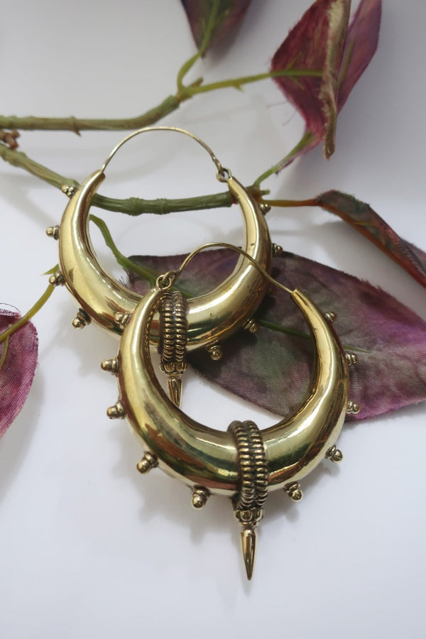 Large Adorned Hoop Earrings in Gold Plated Brass by all about audrey