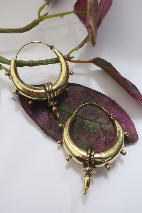 Medium Adorned Hoop Earrings in Gold Plated Brass by all about audrey