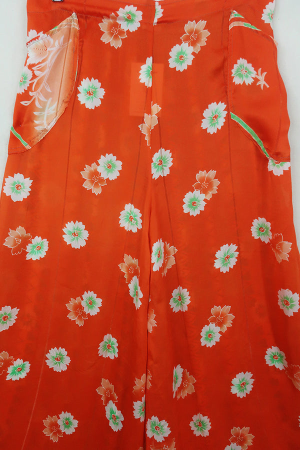 Joni High Waisted Flares - Vintage Sari - Orange Soda - Free Size L/XL by All About Audrey