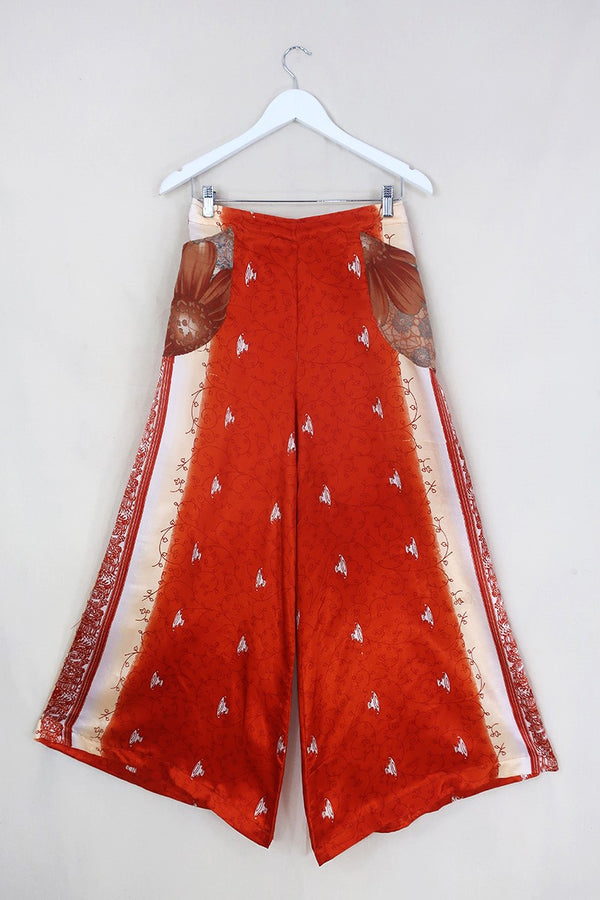 Joni High Waisted Flares - Vintage Sari - Fiery Chili - Free Size S/M by All About Audrey