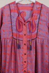 Jude Tunic Top - Pink Opal Paisley - Vintage Indian Sari - Size XS All About Audrey
