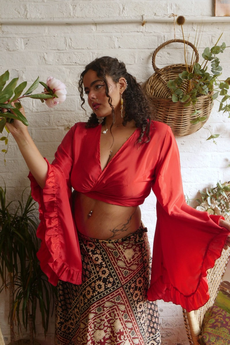 Venus Bell Sleeve Wrap Top | Ladybird Red | All About Audrey – All