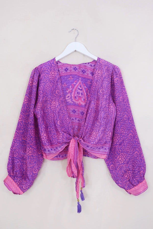 Lola Wrap Top - Sweetheart Pink & Purple - Size S/M by all about audrey